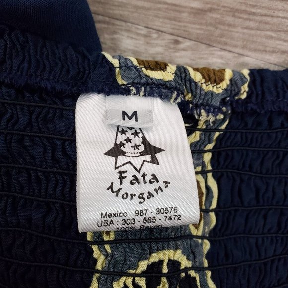 Fata Morgana Dress Womens Medium Navy Blue Maxi A Line Sleeveless African Print - Picture 8 of 12